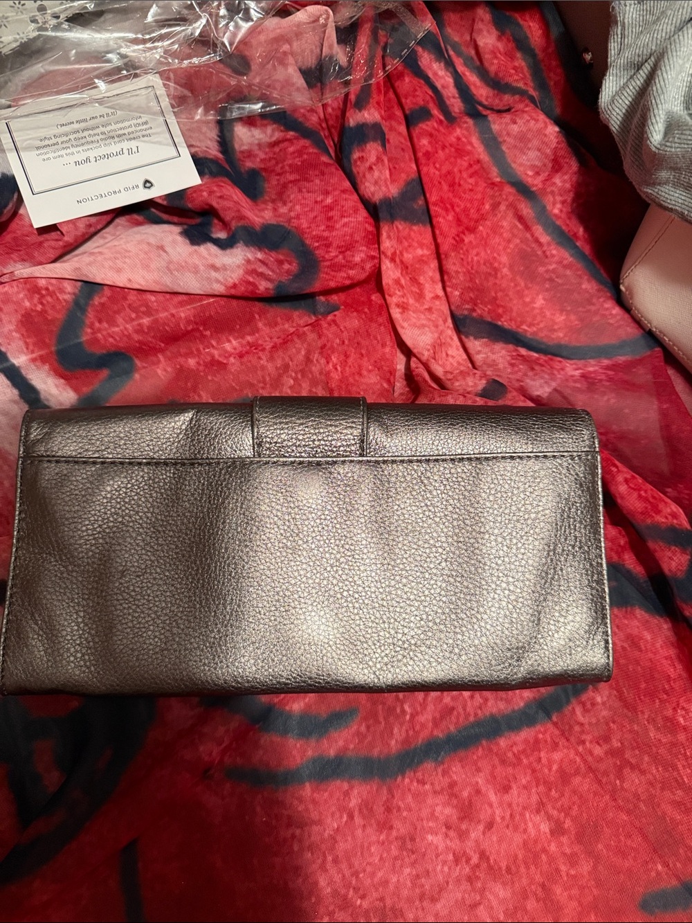 Michael Kors Metallic Gunmetal Leather Buckle Clutch Wallet - Picture 3 of 3